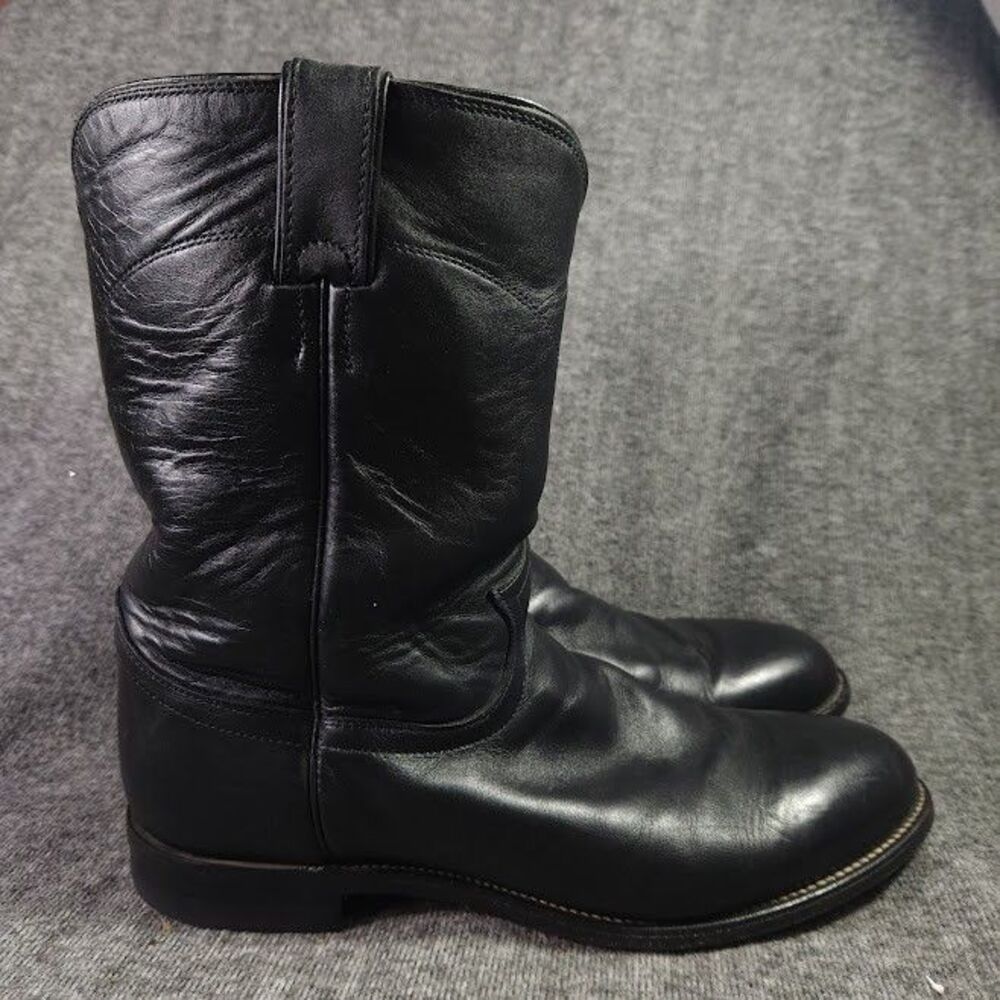 Justin 3133 Men’s 11 E Black Leather Roper Western Cowboy Boots USA